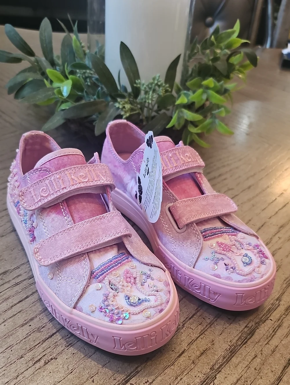 Lelli Kelly Unicorn Beaded Sneakers Size 2 NWT